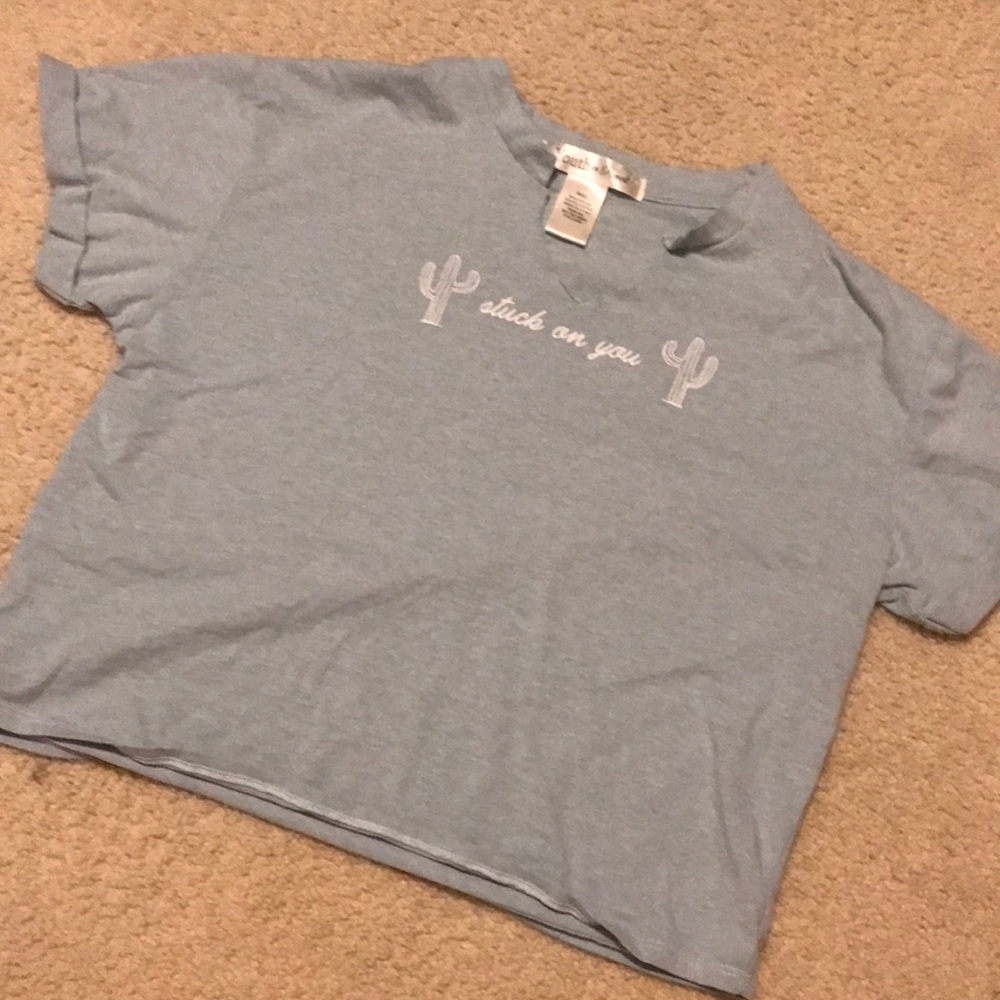 Cropped small green/blue shirt